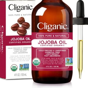 Cliganic USDA Organic Jojoba Oil 100 percent pure cold pressed 120ml