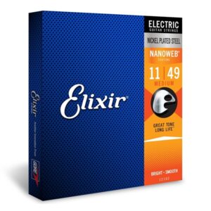 Elixir Strings Electric Guitar Strings, 6-String, Medium NANOWEB Coating
