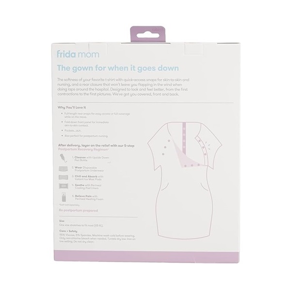 FridaBaby Women's Labor and Delivery Gown by Frida Mom| Easy-Snap, Tagless, Skin-to-Skin Access for Nursing and Full Coverage in The Back (Charcoal) - Image 2