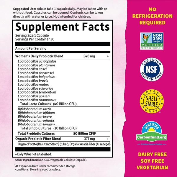 Garden of Life Probiotic Supplement for Women - Dr. Formulated Once Daily Womens for Digestive Health, Shelf Stable, 30 Count Capsules - Image 3