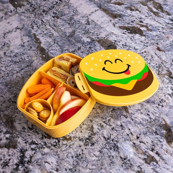 Good Banana Burger Kids Childrenβs Lunch Box - Leak-Proof, 4-Compartment Bento-Style Kids Lunch Box - Ideal Portion Sizes for Ages 3 to 7 - BPA-Free, Food-Safe Materials (Burger)