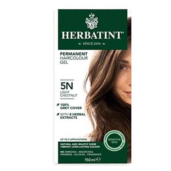 Herbal Care Herbatint Permanent Herbal Haircolour Gel, Light Chestnut, 5N, 1 Each
