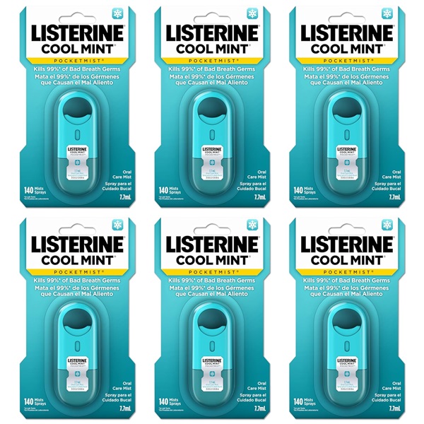 Listerine Pocketmist Oral Care Mist, Cool Mint, 0.26 Fluid Ounce (Pack of 6)