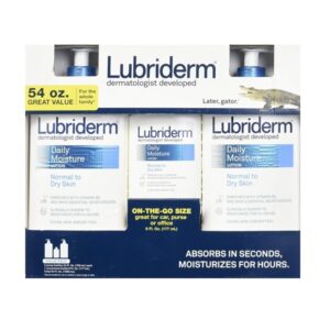 Lubriderm Daily Moisture Lotion Value Pack 2/24oz + 1/6oz = Total of 54 Oz