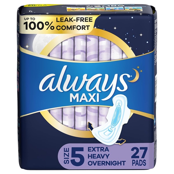 Maxi Size 5 Overnight Pads with Wings(27 PADS)