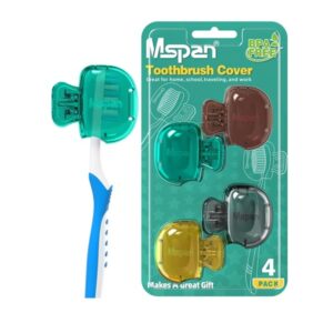 Mspan Toothbrush Protector Travel Cover: Brush Head Cap Cute Clip Case Bulk Guard - Oral Care Accessories Pod for Kids adults