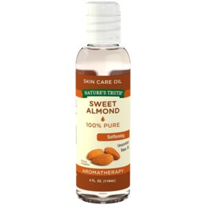Nature's Truth Aromatherapy Pure Unscented Base Oil, Sweet Almond, 4 Fluid Ounce