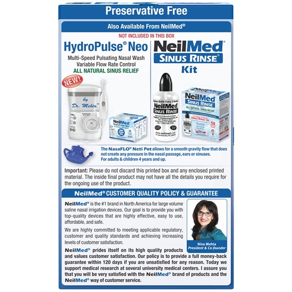 NeilMed NasaFlo Unbreakable Neti Pot with 50 Premixed Packets - Image 3