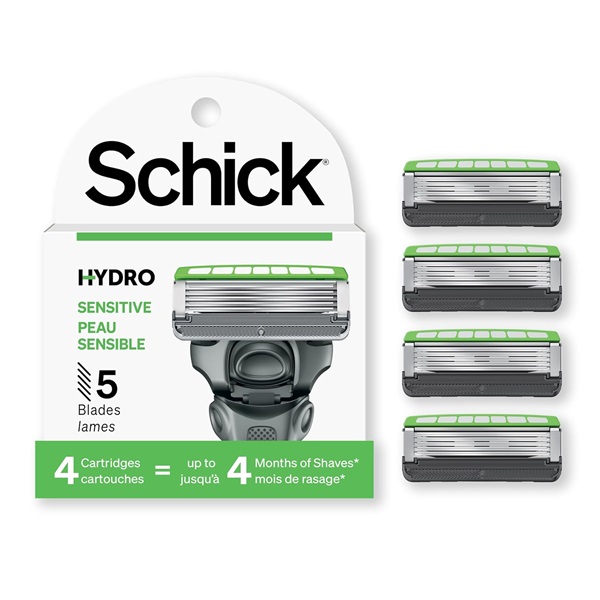 Schick Hydro 5 Sensitive Skin Razor Blade Refills for Men with Flip Trimmer - 4 Cartridges