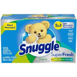 Snuggle Plus Super Fresh Fabric Softener Dryer Sheets with Odor Fighting Ingredients, 105 Count