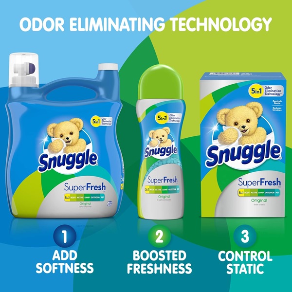 Snuggle Plus Super Fresh Fabric Softener Dryer Sheets with Odor Fighting Ingredients, 105 Count - Image 10