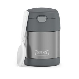 Thermos Funtainer 10 Ounce Stainless Steel Vacuum Insulated Kids Food Jar with Folding Spoon, Grey