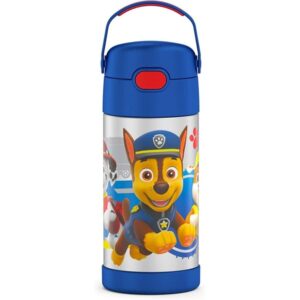 Thermos Funtainer 12 Ounce Stainless Steel Vacuum Insulated Kids Straw Bottle, Blue Paw Patrol