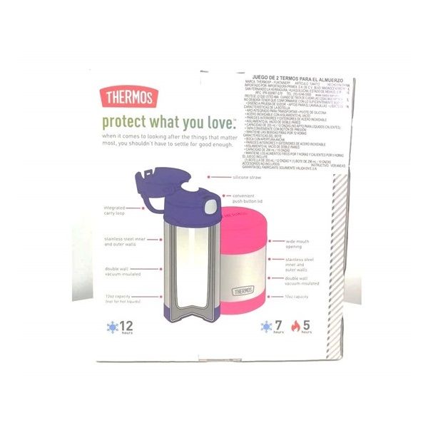 Thermos FUNtainer Lunch Set Bottle and Food Jar for Kids BPA Free Dishwasher Safe, 2 PC (Blue, 2 PC Set) - Image 3