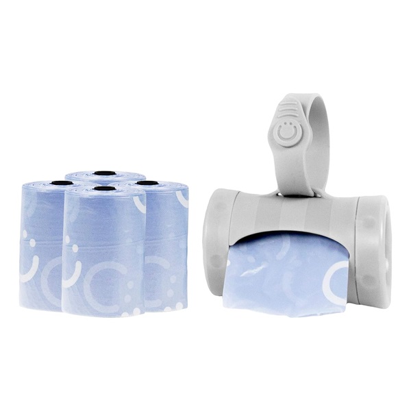 Ubbi On The Go Gray Bag Dispenser and Waste Disposal Bags Refill, Lavender Scented, Baby Gift Set