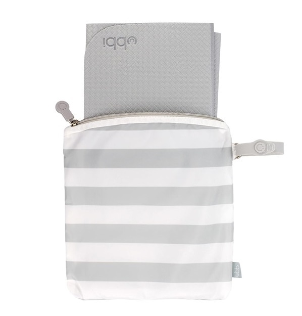 Ubbi Portable Changing Mat with Gray and White Storage Bag, Gray