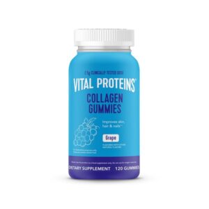 Vital Proteins Collagen Gummies grape flavor bottle with 120 gummies and 2.5g clinically tested collagen dose