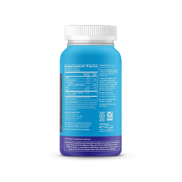 Vital Proteins Collagen Gummies, 2.5g of Clinically-Tested Collagen for Hair, Skin, Nails & Wrinkles, 120 ct, 30-Day Supply, Grape Flavor - Image 4