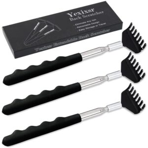 Yexixsr 3 Pack Extendable Back Scratcher Portable Telescopic Back Massager Back Scratchers for Men Women Kids Adults, Back Scratching Tool with Rubber Handles