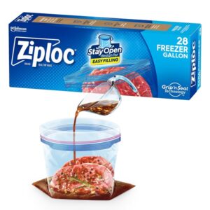 Ziploc Freezer Bag, Gallon Value Pack, 28-Count - Plastic, Zipper, 5.1 Cm, 0.92 Inch, 1.01 Inch, Transparent