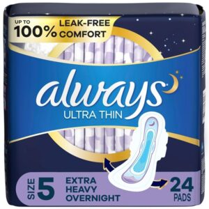 Always Ultra Thin Extra Heavy Overnight Pads, 24 Count