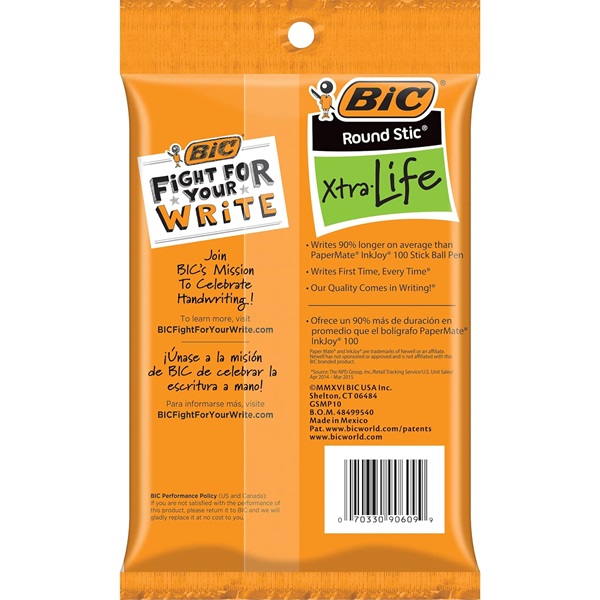 BIC Round Stic Ball Pen - Pack of 10, Red - Image 2