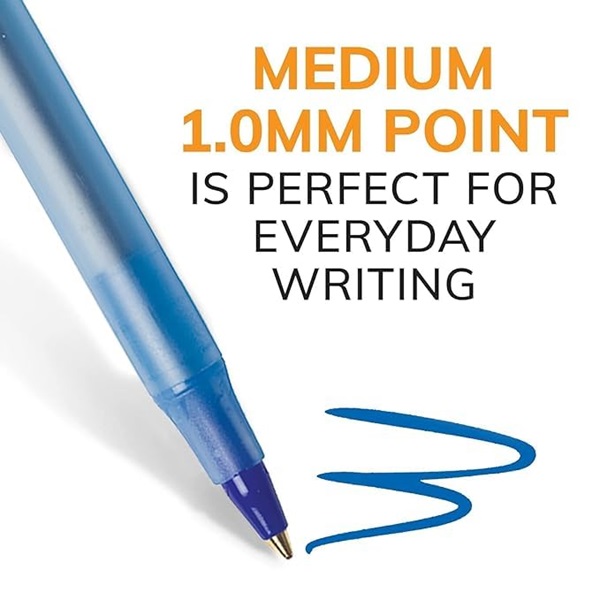BIC Round Stic Xtra Life Ball Pen, Medium Point (1.0 mm), Blue 2Pack (60 Count) - Image 3