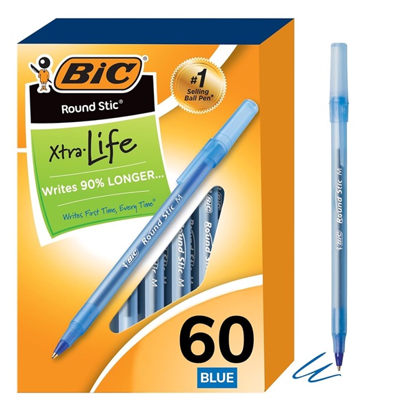 Bic Corporation Round Stic Ballpoint Pen, Med. Pt. , 60/BX, Blue Ink