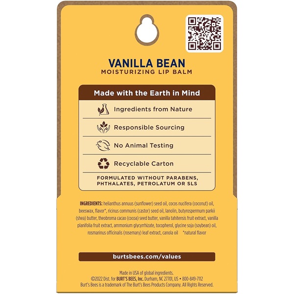 Burt's Bees 100% Natural Moisturizing Lip Balm, Vanilla Bean, 4.25g - Image 10
