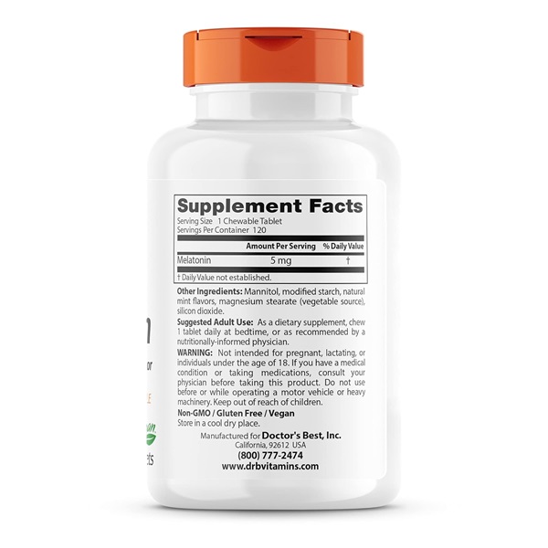 Doctor's Best Melatonin 5mg 120 Tablets - Image 2