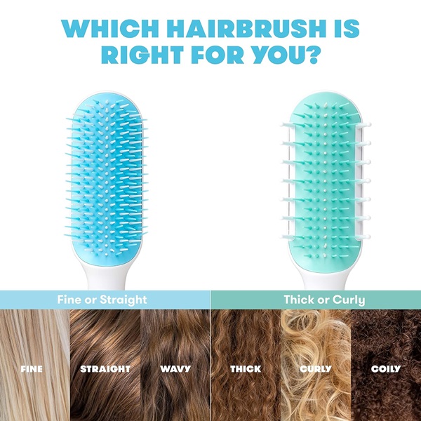 Frida Baby Thick or Curly Hair Detangler Brush for Kids, Toddler Hairbrush Detangles Knots Without Tears or Breakage, Comb Teeth and Bristle Design, White/Blue ,1 Count - Image 3