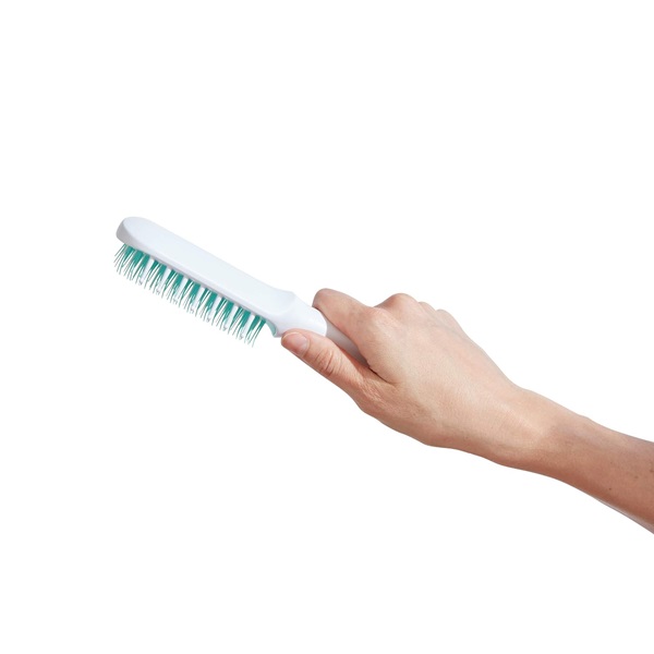 Frida Baby Thick or Curly Hair Detangler Brush for Kids, Toddler Hairbrush Detangles Knots Without Tears or Breakage, Comb Teeth and Bristle Design, White/Blue ,1 Count - Image 4