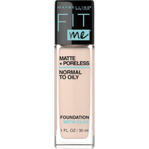 Maybelline New York Fit Me Matte Plus Poreless Powder Liquid Full Coverage Foundation Makeup For Combination Skin, Natural Ivory, 1 Fluid Ounce, Pack Of 1