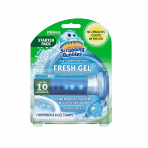 Scrubbing Bubbles Fresh Gel Toilet Bowl Cleaning Stamps, Gel Cleaner, Helps Prevent Limescale and Toilet Rings, Rainshower Scent, 6 Stamps
