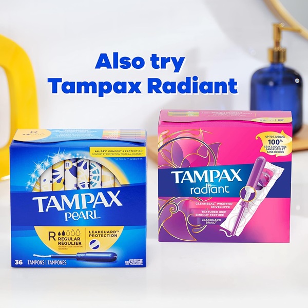 Tampax Pearl Tampons Light Absorbency, With Leakguard Braid, Unscented, 50 Count X 2 Packs (100 Count Total) - Image 7