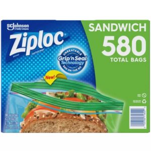 Ziploc sandwich bags with easy open tabs (6 1/2 in X 5 7/8 in)
