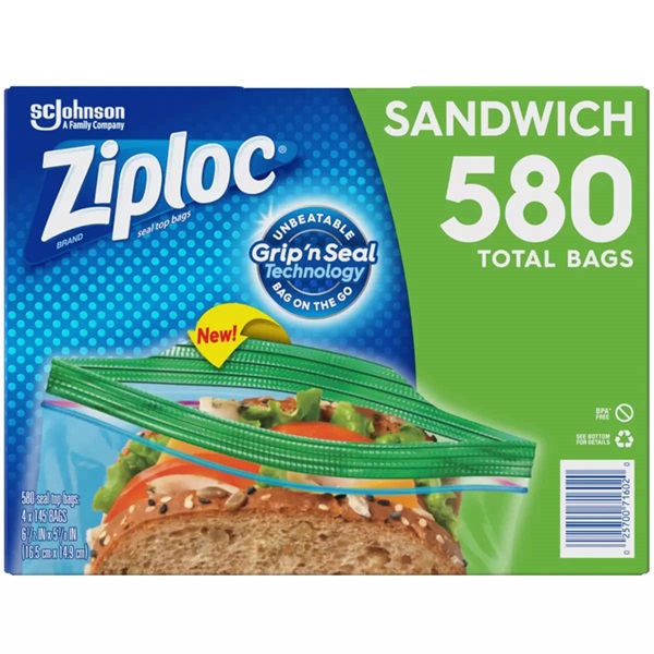 Ziploc sandwich bags with easy open tabs (6 1/2 in X 5 7/8 in)