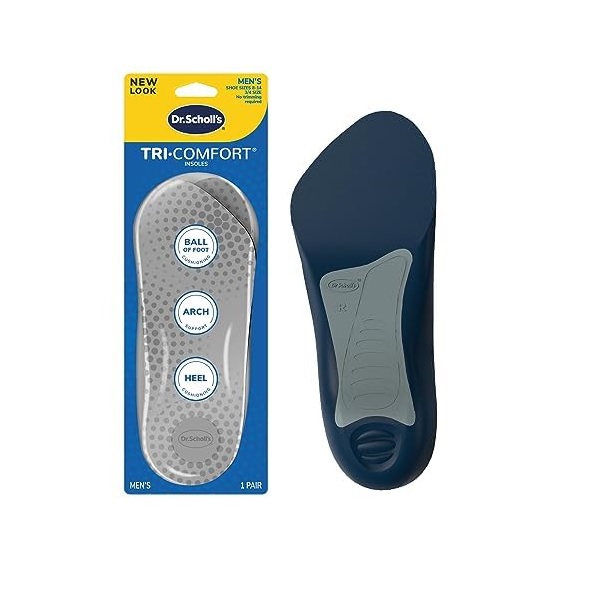 Dr. Scholl's Tri-Comfort Insoles Comfort for Heel, Arch and Ball of Foot with Targeted Cushioning and Arch Support (for Men's 8-14, Also Available Women's 6-10)