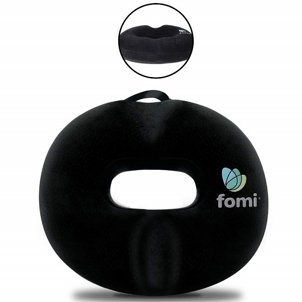 Extra Thick Donut Memory Foam Seat Cushion by FOMI Care | 18" x 16" x 3.5" | Large Tailbone Pillow for Car, Truck, Office Chair, Wheelchair | Back, Bed Sores, Coccyx, Hemorrhoid, Sciatica Pain Relief