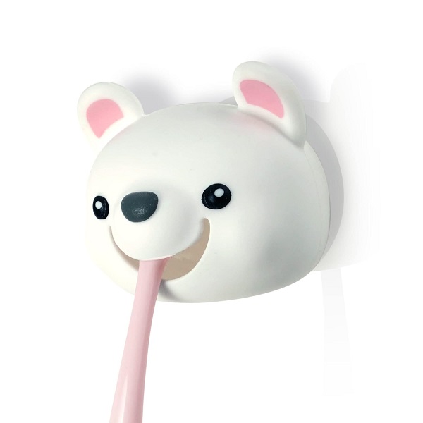 Hoobbe Animal Toothbrush Holder for Kids, Cute Toothbrush Holder with Mirror / Glass / Wall Mounted Suction Cup, bathrooms Accessories, Decor and Organizer (Polar Bear)