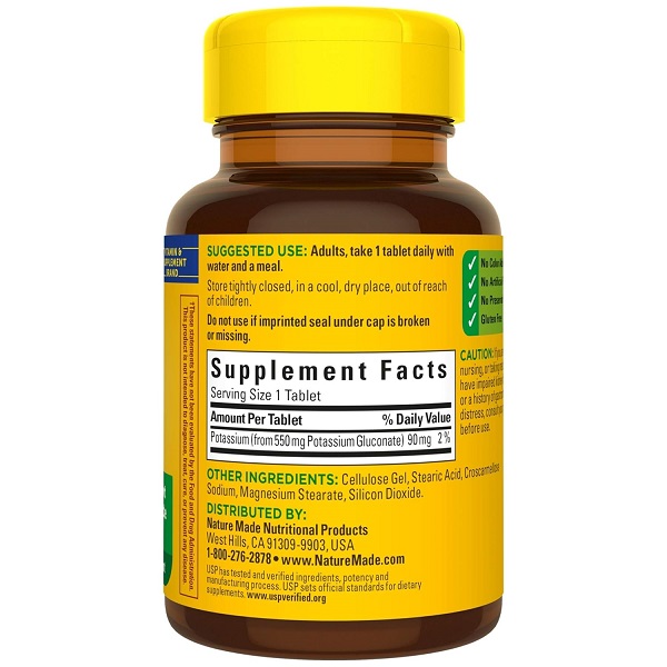 Nature Made Potassium Gluconate 550mg, 100 Tablets - Image 5