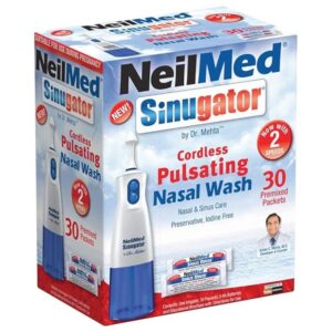 NeilMed Sinugator Cordless Pulsating Nasal Wash with 30 Premixed Packets