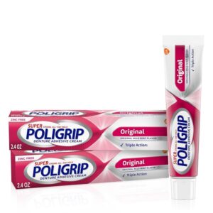 Super Poli-Grip Super Denture Adhesive Cream - 2.4 Oz (68 G) Twin Pack