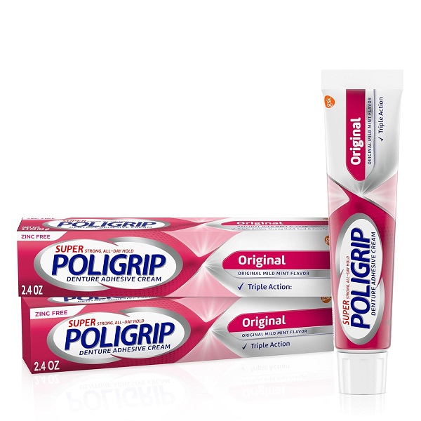 Super Poli-Grip Super Denture Adhesive Cream - 2.4 Oz (68 G) Twin Pack