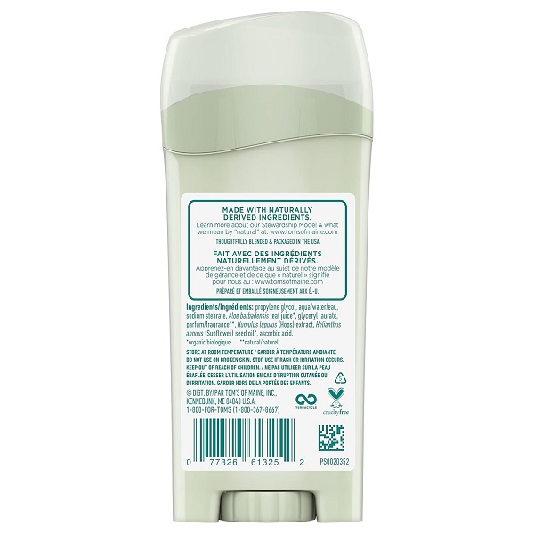 Tom's Of Maine Natural Long-Lasting Deodorant Stick Lemongrass - 2.25 Oz - Image 2