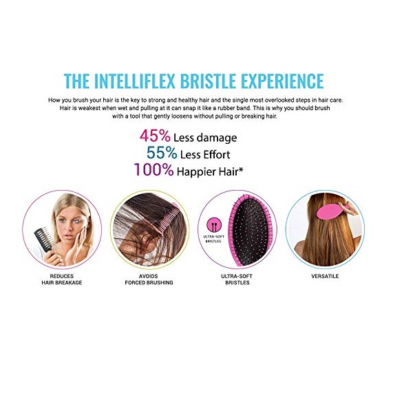 Wet Brush Disney Original Detangler Brush Princess Wholehearted - Jasmine, Dark Purple - All Hair Types - Ultra-Soft IntelliFlex Bristles Glide Through Tangles with Ease - Image 4
