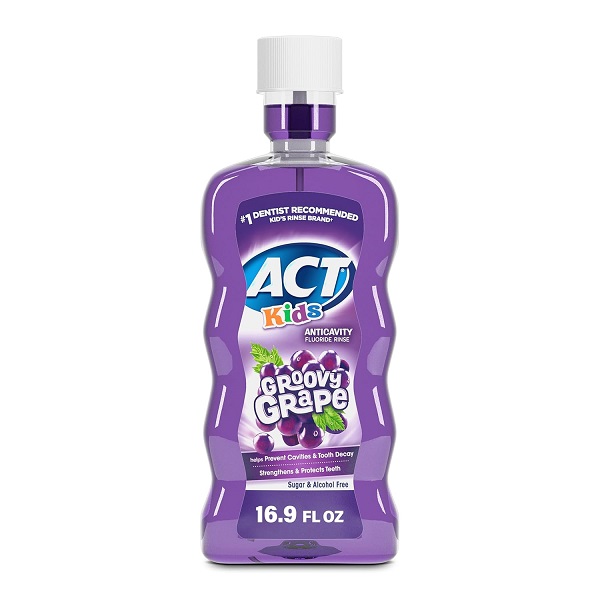 ACT Kids Anti-Cavity Fluoride Rinse Groovy Grape with Fuoride & Exact Dosage Meter, 16.89 Ounce