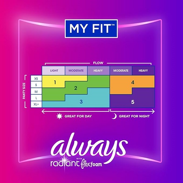 Always Radiant Feminine Pads with Wings for Women, Extra Heavy Overnight, Light Clean Scent, Size 3 (Pack of 66) - Image 4