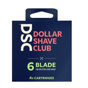 Dollar Shave Club 6-Blade Razor Refill Cartridges for an Extra Close Shave Shave with Precision 4 Count