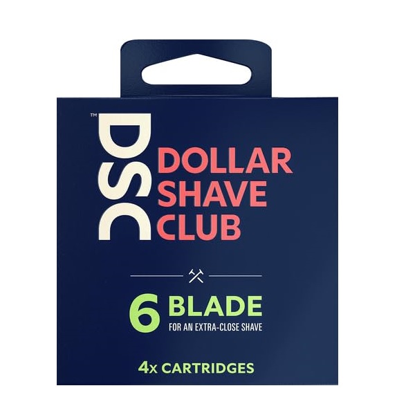 Dollar Shave Club 6-Blade Razor Refill Cartridges for an Extra Close Shave Shave with Precision 4 Count